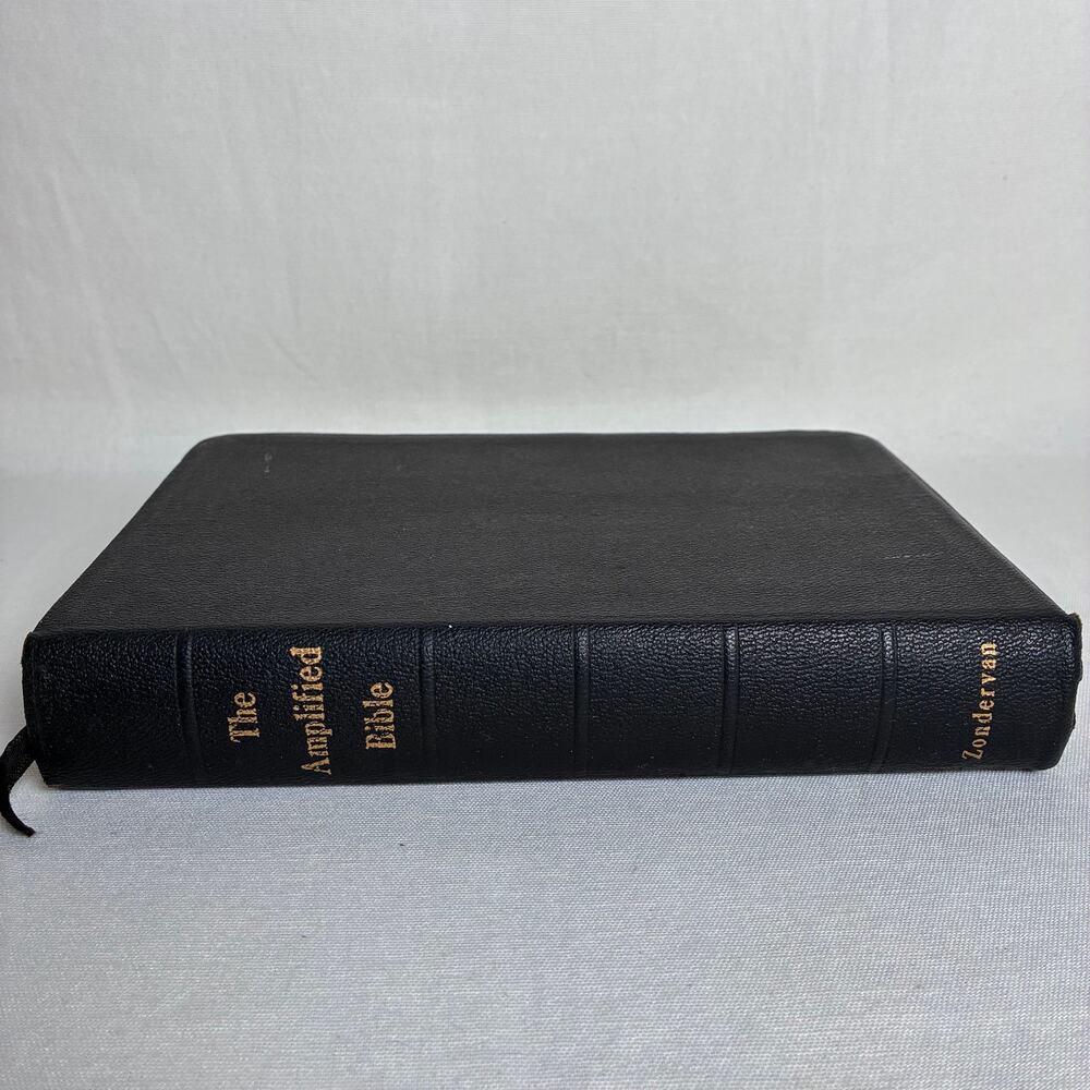 Vintage 1965 Amplified Bible Zondervan Black Leather Bound Classic Edition